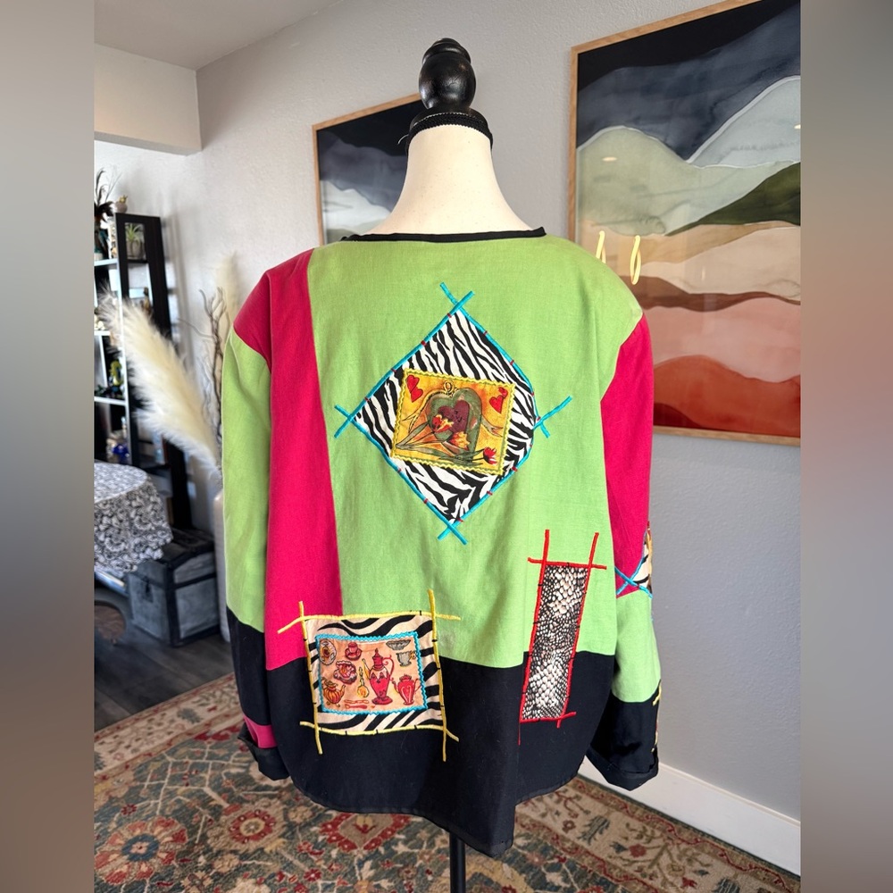 Allure Colorful Patchwork Button-Up Jacket - image 3